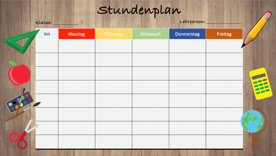 Stundenplan Vorlage zum Ausdrucken | kostenlose Vorlage | Vorla.ch