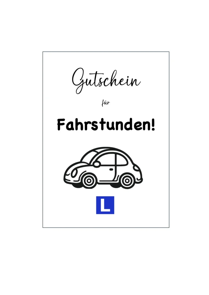 Gutschein Vorlage Fahrstunden Führerausweis