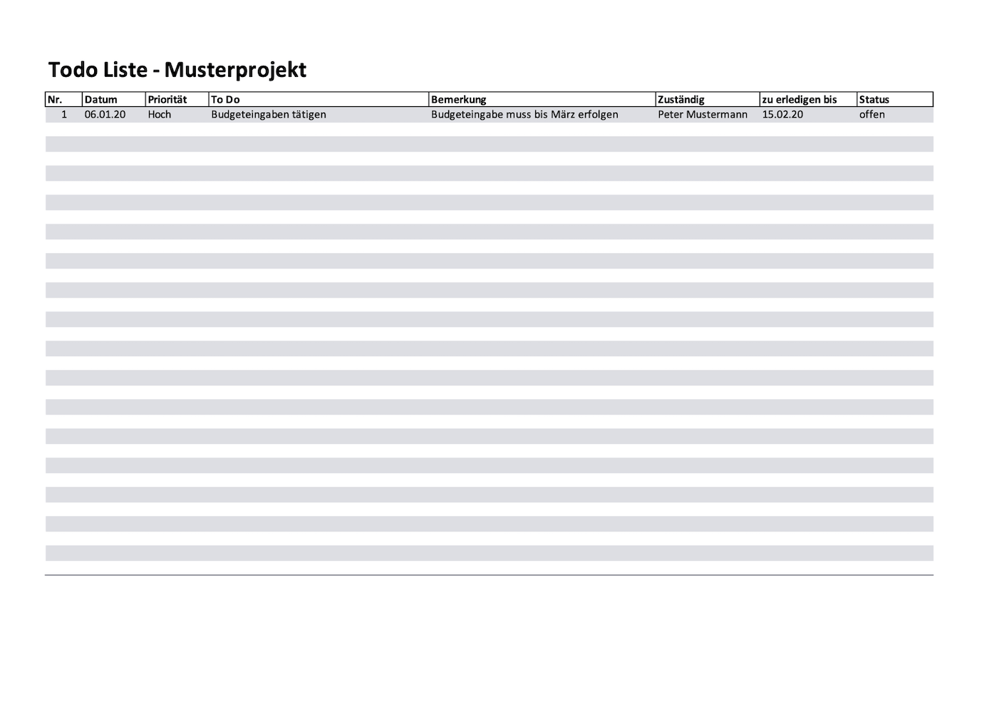 To Do Liste Vorlage Gratis Pendenzenliste Word Excel Vorla Ch