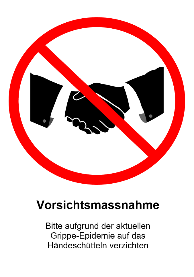 Schild Vorlage Händeschütteln verboten