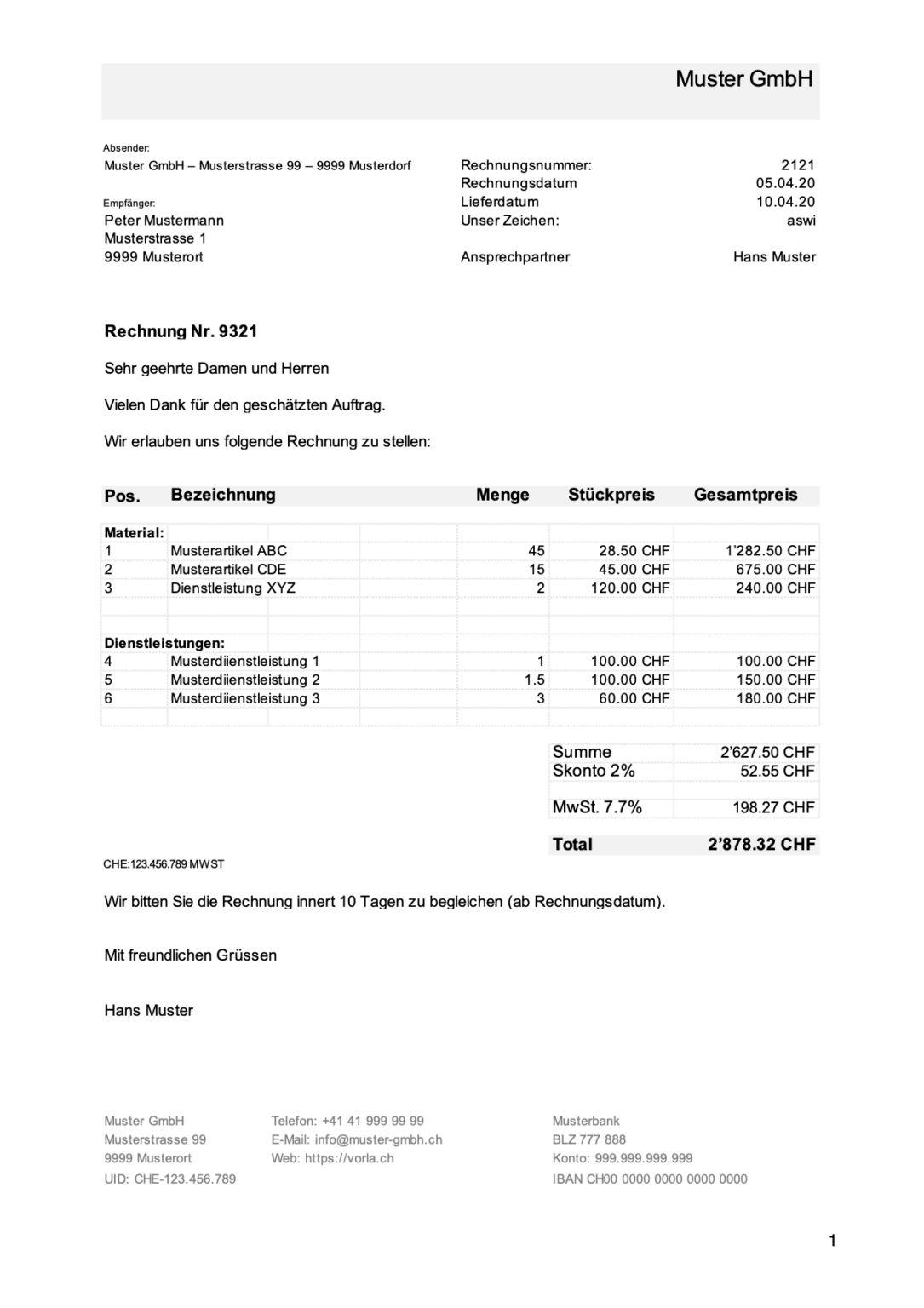 Rechnungsvorlage Im Word Excel Format Gratis Download