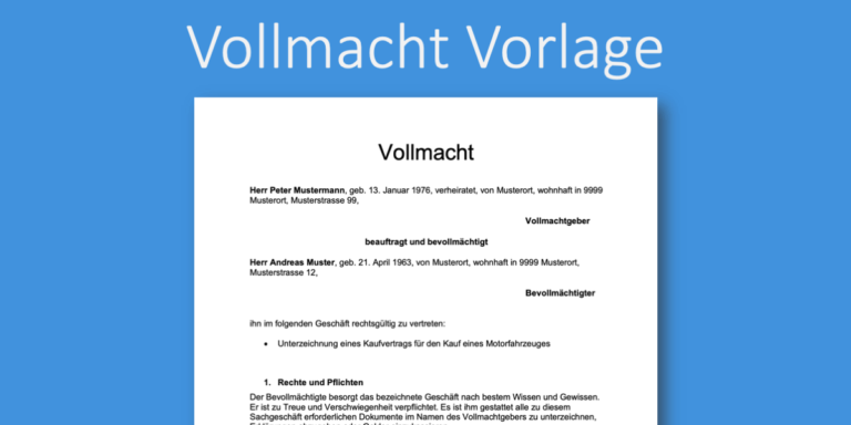 Vollmacht Vorlage - Gratis Word-Vorlage Als Muster - Vorla.ch