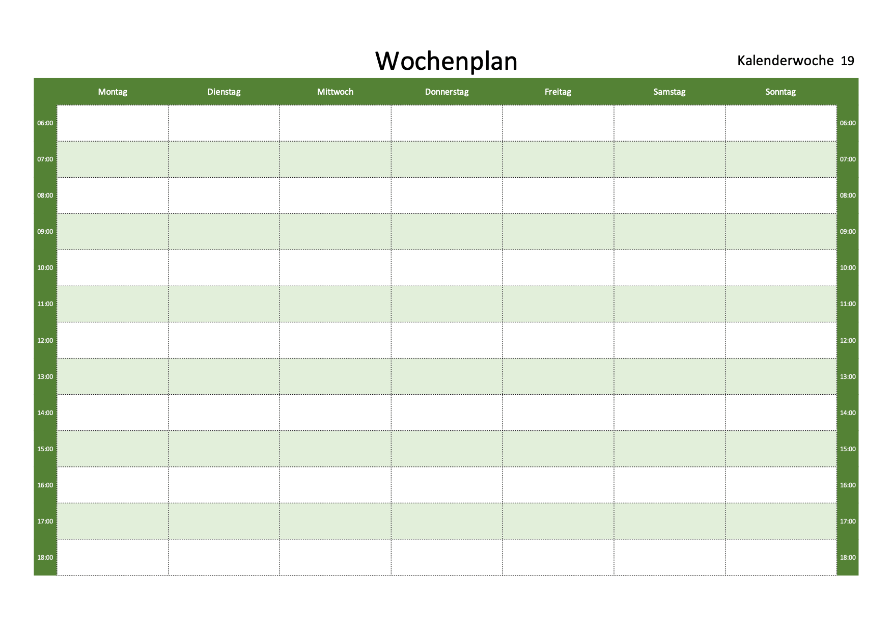 Wochenplan Vorlage Excel