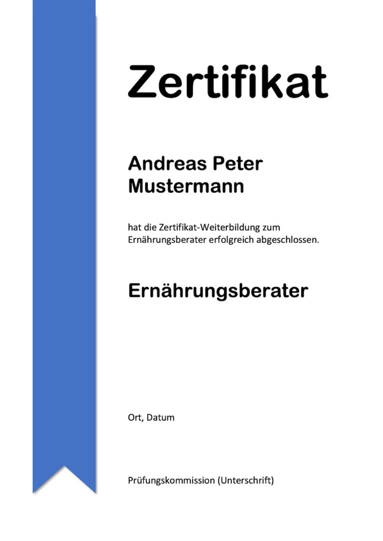 Zertifikat Vorlage zum Ausdrucken kostenlose WordVorlagen