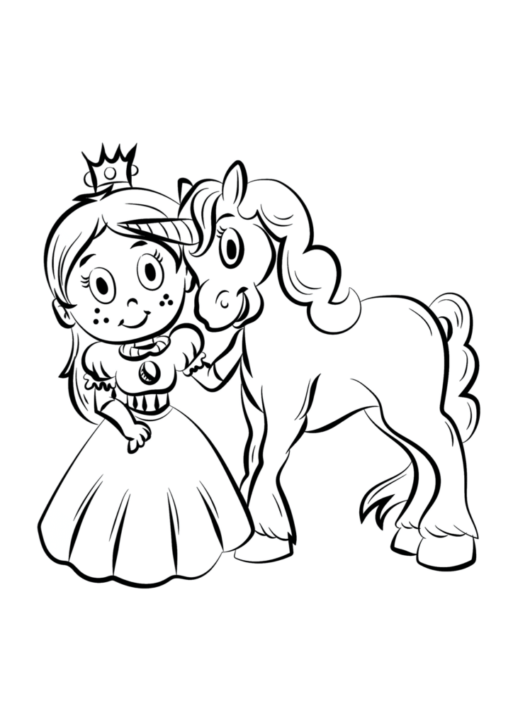 Malvorlage Prinzessin mit Pferd