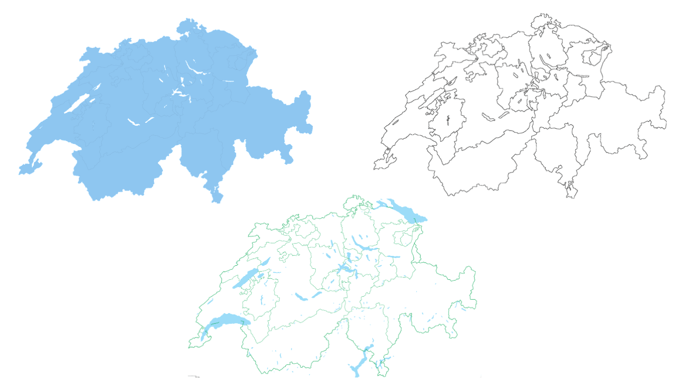 Karten der Schweiz - mit Kantone & Seen kostenlos downloaden