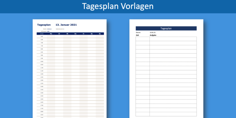 Tagesplan Vorlage zum Ausdrucken - PDF & Excel-Vorlage