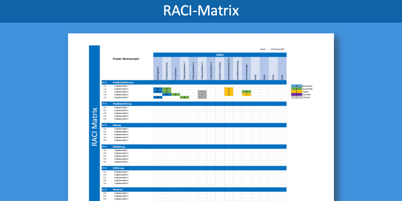 RACI Matrix Excel-Vorlage Header