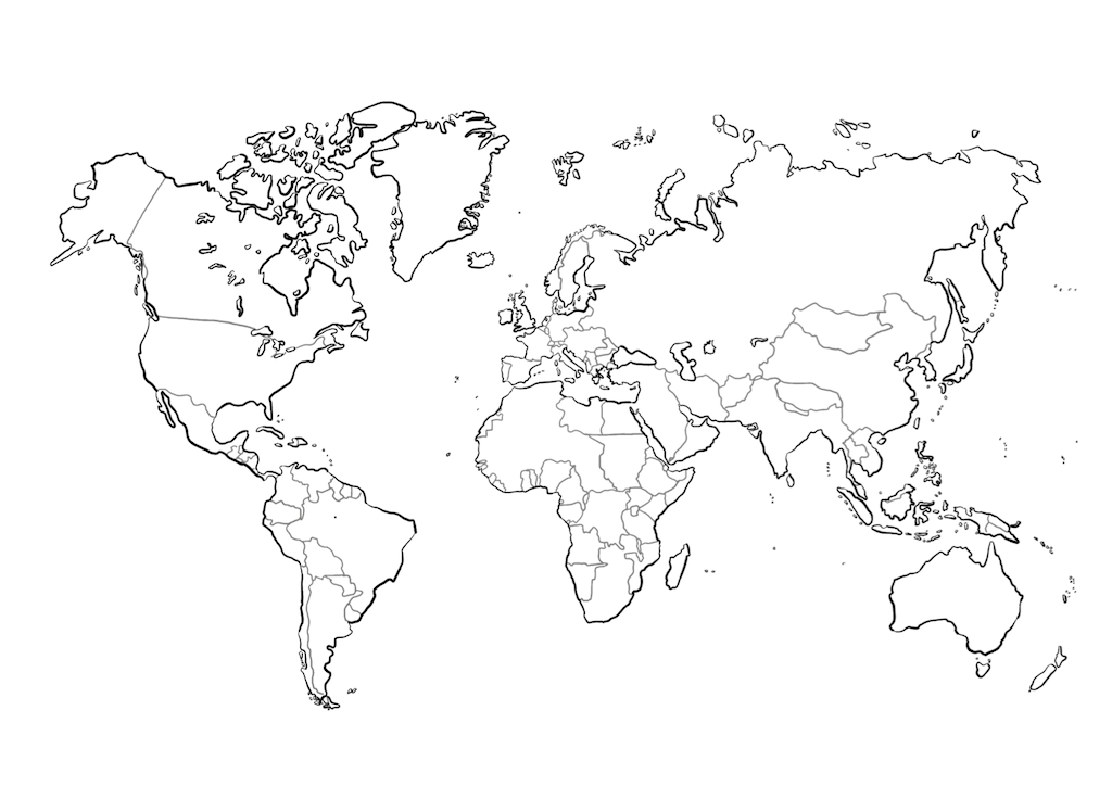 Weltkarte zum Ausdrucken Umrisskarte