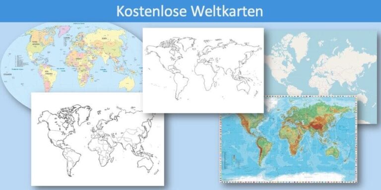 Weltkarte - kostenlose Weltkarten zum Ausdrucken - Vorla.ch