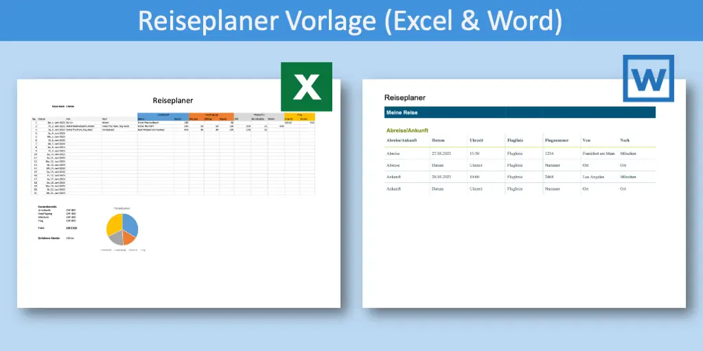 Reiseplaner Vorlage Excel & Word
