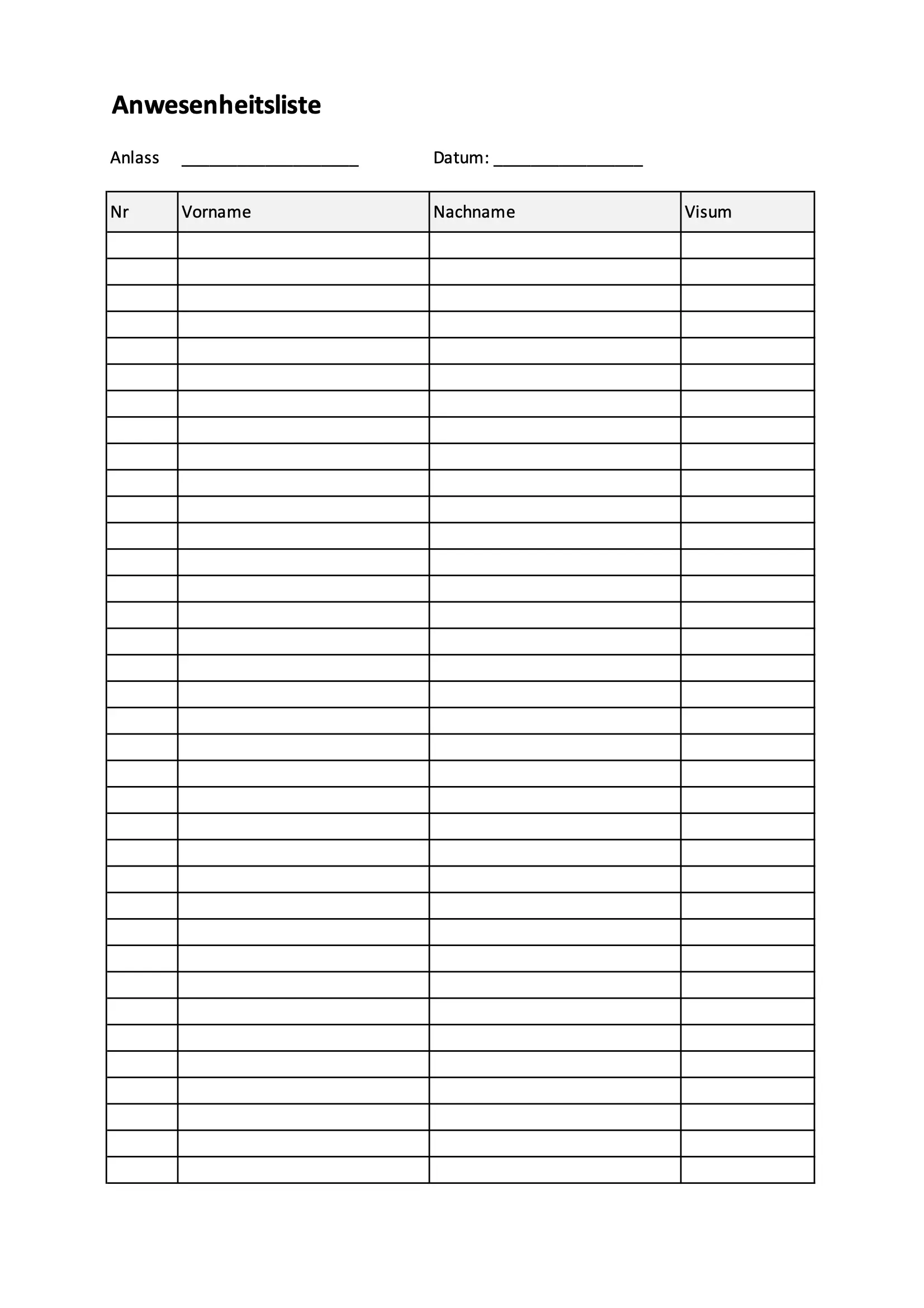 Anwesenheitsliste Vorlage F r Word Excel PDF Anwesenheitsliste Vorlage F r Word Excel PDF