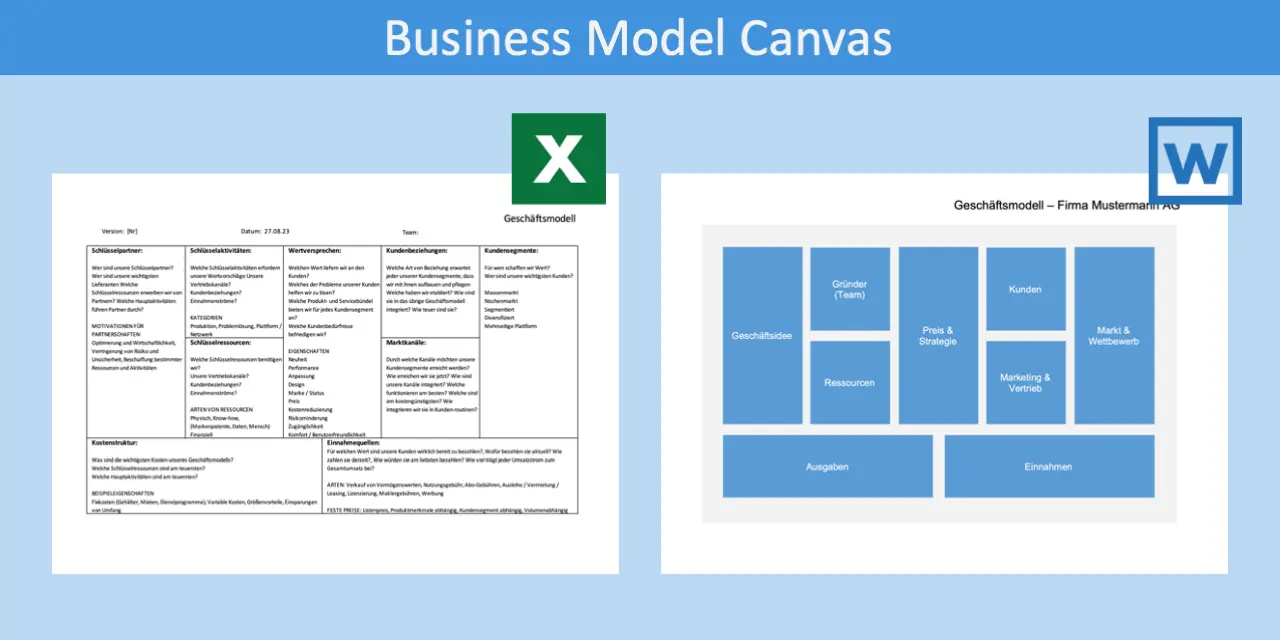 Business Model Canvas Vorlage Word & Excel