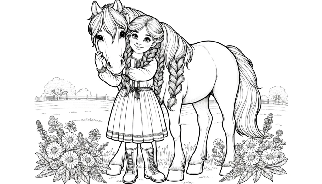 Mädchen und Pferd Ausmalbild