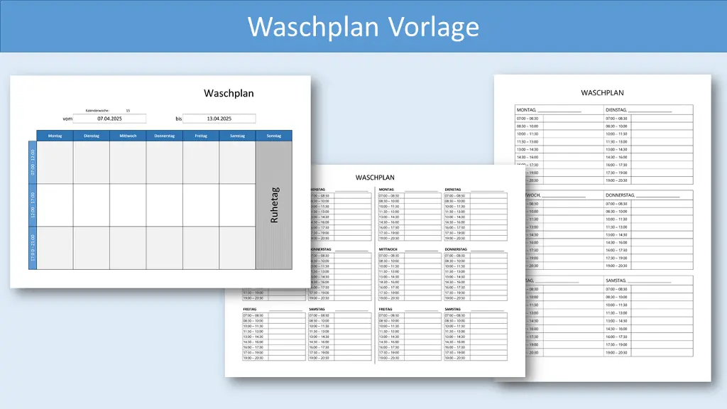 Waschplan Vorlage