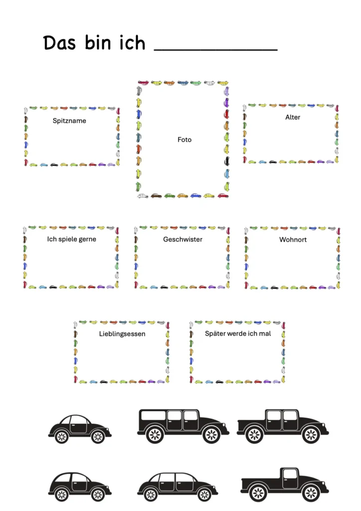 "Das bin ich" Steckbrief Vorlage für Jungs