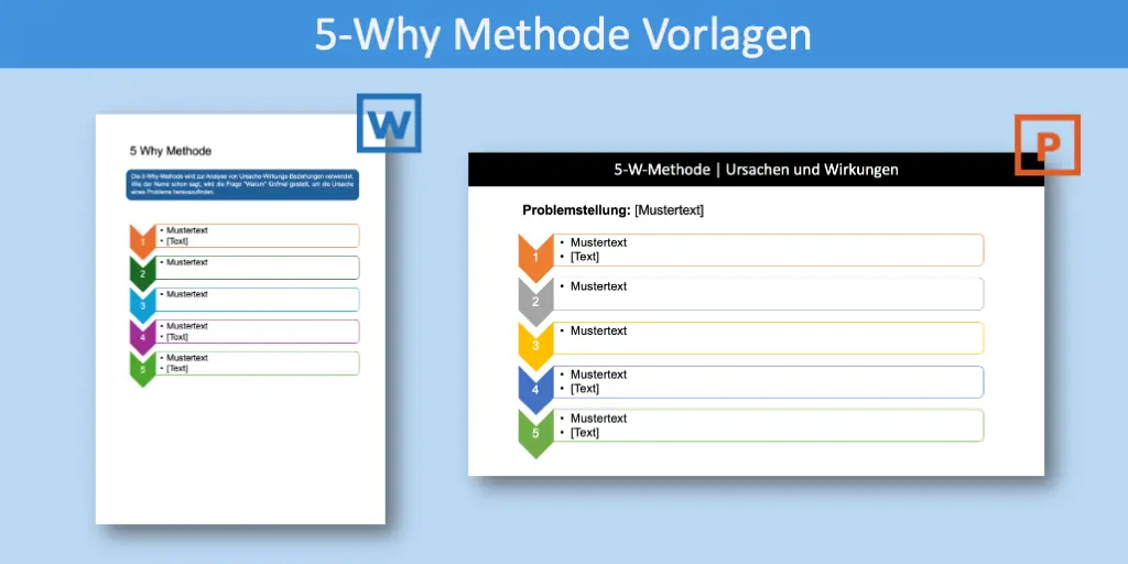 5 Why Methode Vorlagen Header