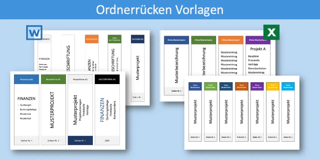 Ordnerrücken Vorlagen Word und Excel