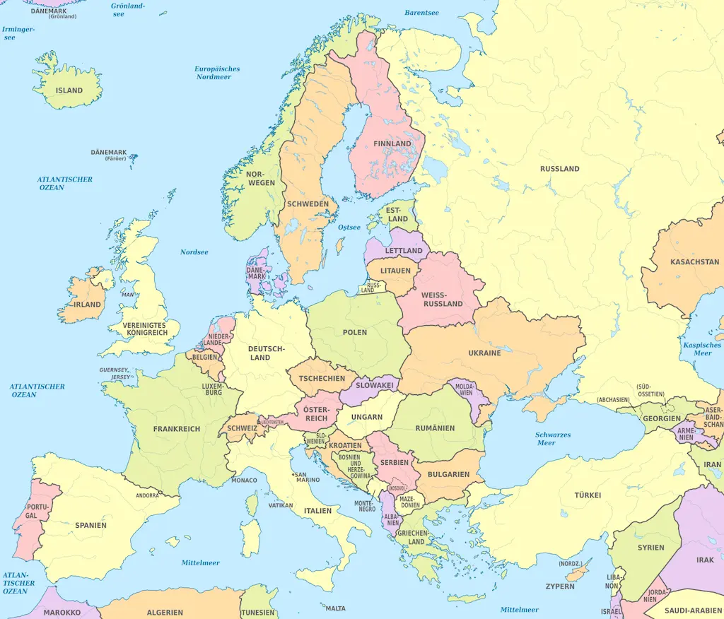 Europakarte zum Ausdrucken
