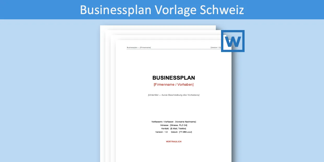 Schweizer Businessplan-Vorlage Businessplan-Vorlage Schweiz Headergrafik