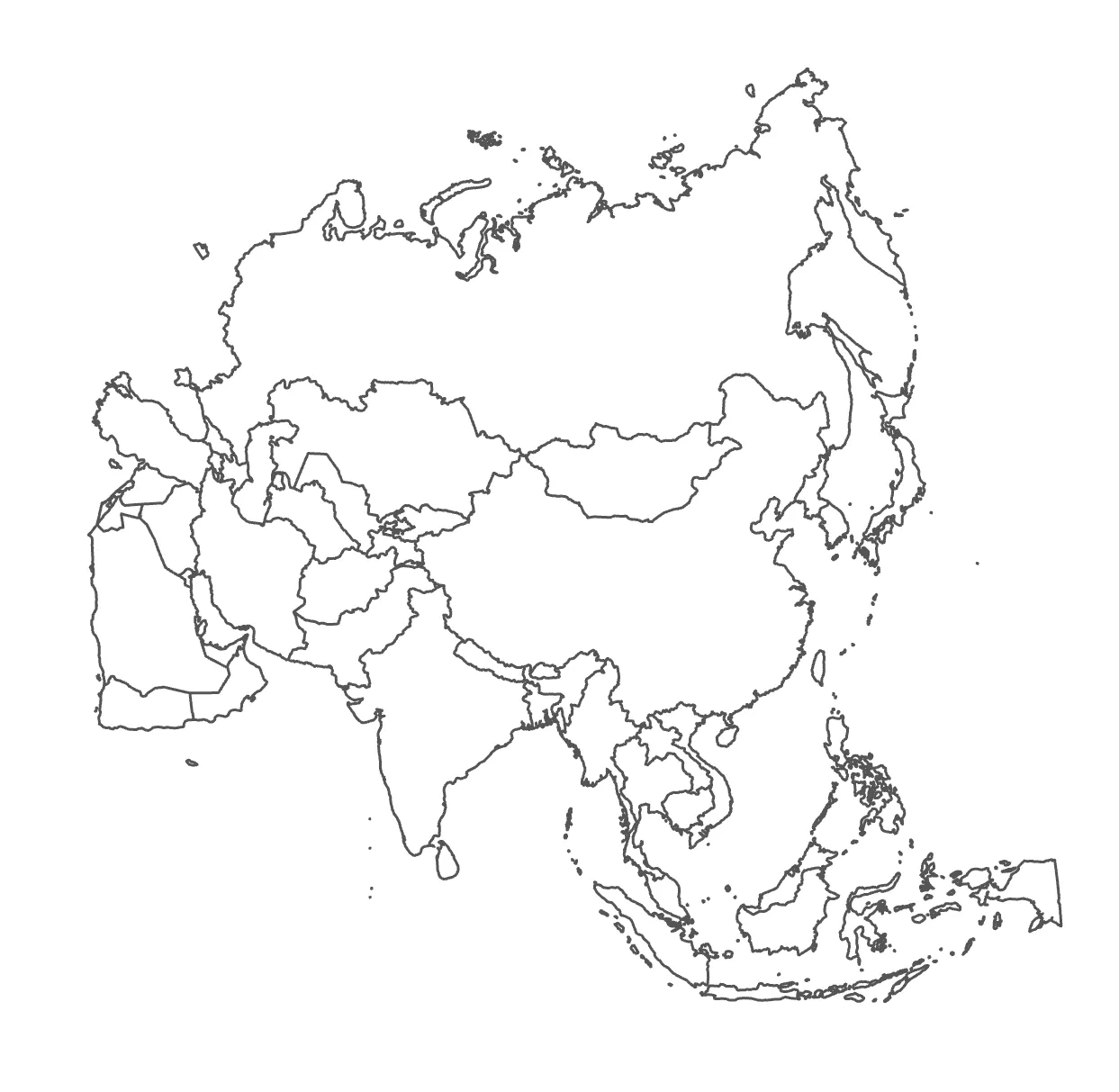 Asien Karte ohne Beschriftung