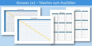 Grosses 1x1 Tabellen und Übungsblätter